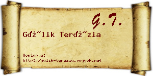 Gálik Terézia névjegykártya